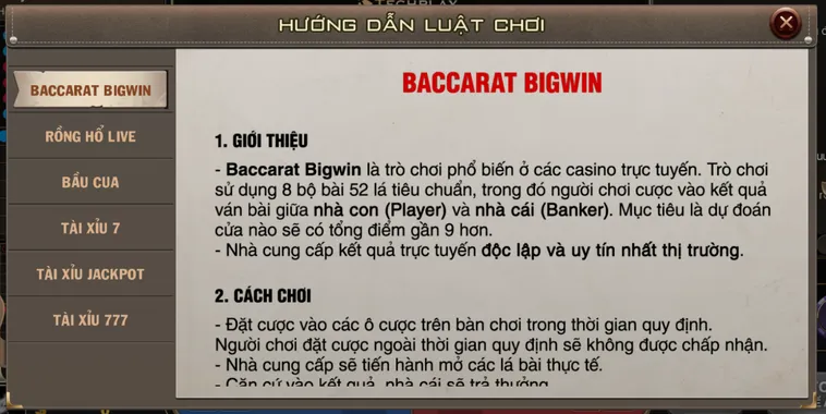 Sức Hút Đỉnh Cao Baccarat BigWin Livestream Tại B52 Club Đẳng Cấp Số Một